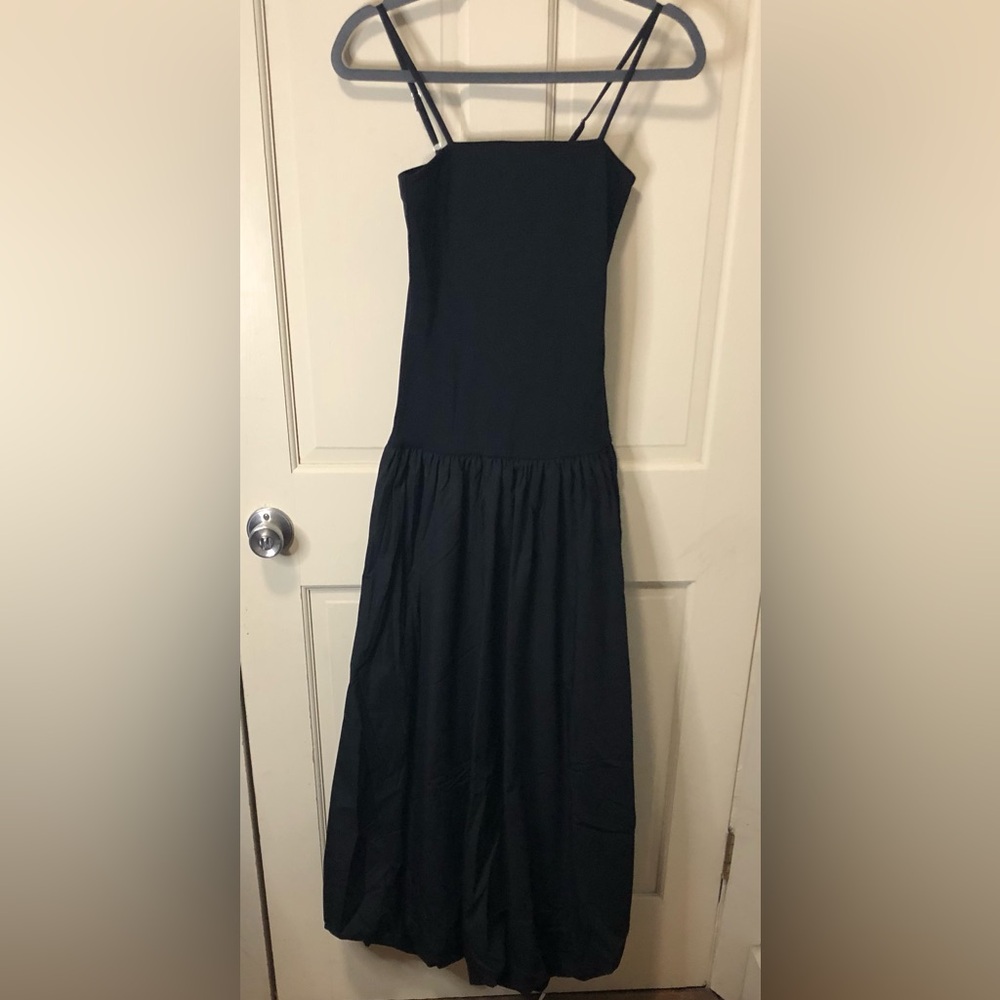 Good Luck Gem Black Drop Waist Spaghetti Strap Maxi Dress